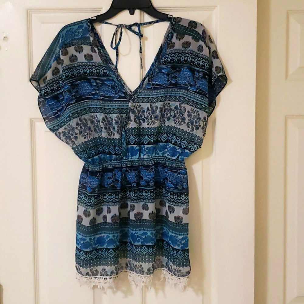 HI SUMMER 👋!! 💙 RUE 21 TRANSPARENT BEAUTIFUL BLUE BLOUSE